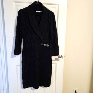 Beautiful & Comfortable Calvin Klein black knit sweater dress. Size Large